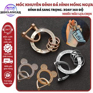 Móc khuyên đá - Móc Khóa Hình Móng Ngựa Đính Đá Sang Trọng Móc Khóa Tròn Xoay 360 Độ Đính Đá