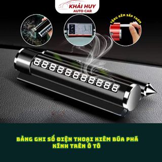 Bảng Ghi Số Điện Thoại Ô Tô 4in1 Bằng Kim Loại – Giá Đỡ Điện Thoại, Búa Phá Kính Thoát Hiểm, Bảng Số -Tặng Kèm Sáp Thơm