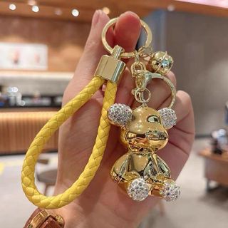 Móc Khóa Gấu Berick Tai Gấu Đính Đá  Có Chuông Kèm Dây Bện Nhiều Màu Cầu Vồng Dễ Thương Móc Khoá Pikachu Đinh Cua Nam