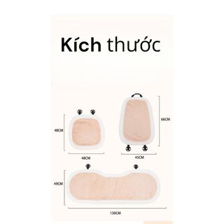 (GT02) Bộ Lót Ghế Ô Tô Lông Thỏ Màu Kem Cao Cấp Trang Trí Nội Thất Xe Hơi,Ghế Văn Phòng
