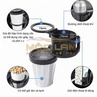 Giá Đỡ Cốc Ô Tô 3in1 Nhiều Vị Trí Giữ Cốc Đa Năng - Cốc Giữ Nhiệt - Kẹp Cốc Cửa Gió Làm Mát Ô Tô