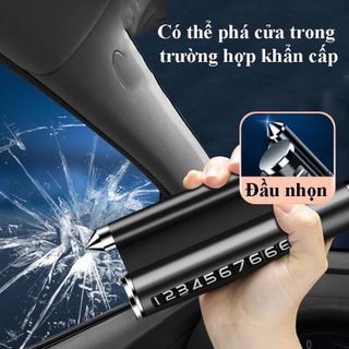 Bảng Ghi Số Điện Thoại Ô Tô 4in1 Bằng Kim Loại – Giá Đỡ Điện Thoại, Búa Phá Kính Thoát Hiểm, Bảng Số -Tặng Kèm Sáp Thơm