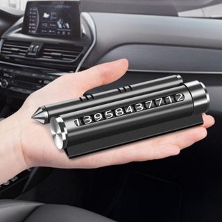 Bảng Ghi Số Điện Thoại Ô Tô 4in1 Bằng Kim Loại – Giá Đỡ Điện Thoại, Búa Phá Kính Thoát Hiểm, Bảng Số -Tặng Kèm Sáp Thơm