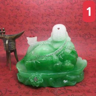 Tượng phật Di Lặc ngọc bích trang trí phong thủy trong nhà và taplo ô tô - phật ngọc xanh cao cấp