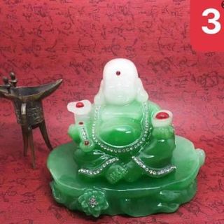 Tượng phật Di Lặc ngọc bích trang trí phong thủy trong nhà và taplo ô tô - phật ngọc xanh cao cấp