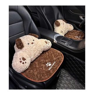 Bộ Lót Ghế Ô Tô Gối Tựa Lưng, Tựa Đầu Ô Tô Hoạ Tiết Cún Puppy Dễ Thương, Trang Trí Xe Hơi Sang Trọng