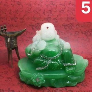 Tượng phật Di Lặc ngọc bích trang trí phong thủy trong nhà và taplo ô tô - phật ngọc xanh cao cấp