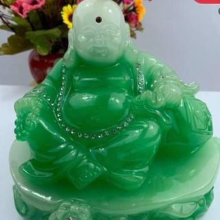 Tượng phật Di Lặc ngọc bích trang trí phong thủy trong nhà và taplo ô tô - phật ngọc xanh cao cấp