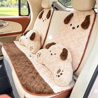 Bộ Lót Ghế Ô Tô Gối Tựa Lưng, Tựa Đầu Ô Tô Hoạ Tiết Cún Puppy Dễ Thương, Trang Trí Xe Hơi Sang Trọng