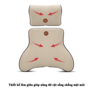 (Dream)Bộ Gối Ô Tô Tựa Lưng, Tựa Đầu Cao Su Non Nguyên Khối Bọc Da Cao Cấp khaihuyauto
