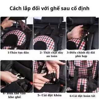 (Giá Sốc) Đai Ghế An Toàn Cho Bé 6 Tháng–12 Tuổi | Kiểu Dáng Gấu Ôm Dễ Thương | Bảo Vệ Bé Toàn Diện