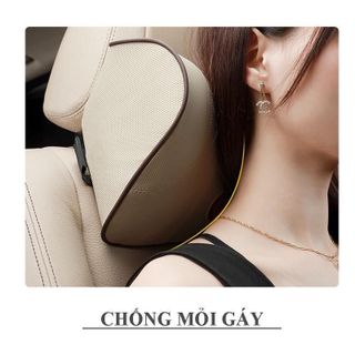 (Dream)Bộ Gối Ô Tô Tựa Lưng, Tựa Đầu Cao Su Non Nguyên Khối Bọc Da Cao Cấp khaihuyauto