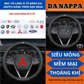 Bọc Vô Lăng Ô Tô Bằng Da Nappa Dáng Tròn SIZE 38cm Chất Liệu Da PU Phối Carbon Cao Cấp MIX Logo Hãng Xe ô Tô