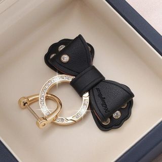 Móc Chìa Khóa Túi Xách Hình Nơ Da Đính Đá - Phụ Kiện Móc Khóa Ô Tô Xe Máy Dễ Thương