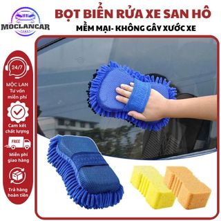 Găng Tay Rửa Xe Bọt Biển Cao Cấp Có Quai Cầm – Mút Rửa Xe 2 Mặt Siêu Thấm Hút, Không Trầy Xước Sơn