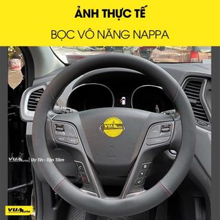 Bọc Vô Lăng Ô Tô Bằng Da Nappa Dáng Tròn SIZE 38cm Chất Liệu Da PU Phối Carbon Cao Cấp MIX Logo Hãng Xe ô Tô