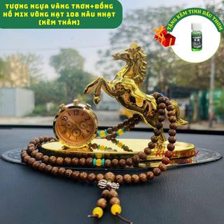 ( Tặng Kèm Tinh Dầu)Tượng Ngựa Mã Đáo Thành Công Kèm Đồng Hồ & Nước Hoa – Phong Thủy Trang Trí Taplo Ô Tô, Bàn Làm Việc