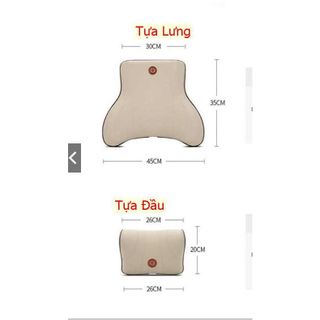 (Dream)Bộ Gối Ô Tô Tựa Lưng, Tựa Đầu Cao Su Non Nguyên Khối Bọc Da Cao Cấp khaihuyauto