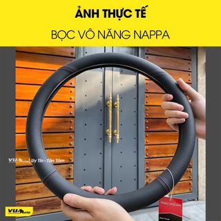 Bọc Vô Lăng Ô Tô Bằng Da Nappa Dáng Tròn SIZE 38cm Chất Liệu Da PU Phối Carbon Cao Cấp MIX Logo Hãng Xe ô Tô
