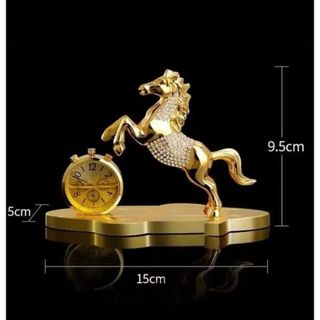 ( Tặng Kèm Tinh Dầu)Tượng Ngựa Mã Đáo Thành Công Kèm Đồng Hồ & Nước Hoa – Phong Thủy Trang Trí Taplo Ô Tô, Bàn Làm Việc