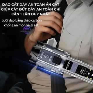 Đèn Pin F35 Đa Năng, Đèn Cứu Hộ Khẩn Cấp, Phá Kính, Cắt Dây An Toàn, Sạc Dự Phòng, Cảnh Báo Đỏ Xanh