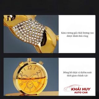 ( Tặng Kèm Tinh Dầu)Tượng Ngựa Mã Đáo Thành Công Kèm Đồng Hồ & Nước Hoa – Phong Thủy Trang Trí Taplo Ô Tô, Bàn Làm Việc