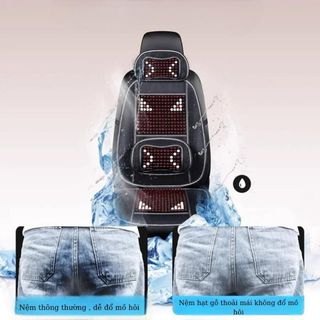 Tựa Lưng Lót Ghế Ô Tô Đan Xen Hạt Gỗ Giúp Massage Lưng Lưu Thông Máu - Lót Lưới Nâng Lưng Hạt Gỗ