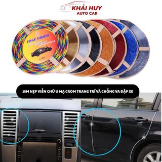 [Cuộn 15m] Nẹp Viền Chữ U Mạ Crom Trang Trí Chống Va Đập , Trang Trí Nội Ngoại Thất Ô Tô khaihuyauto