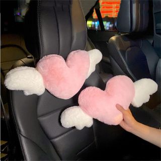 Gối Tựa Đầu / Tựa Lưng Hình Trái Tim Có Đôi Cánh Thiên Thần Chất Nhung Mềm Mịn Sử Dụng Ô TÔ Văn Phòng Cao Su