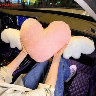 Gối Tựa Đầu / Tựa Lưng Hình Trái Tim Có Đôi Cánh Thiên Thần Chất Nhung Mềm Mịn Sử Dụng Ô TÔ Văn Phòng Cao Su