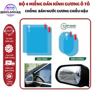 Miếng dán chống nước gương kính ô tô bộ 4 miếng, miếng dán chống bám nước gương chiếu hậu nano tiện dụng loại 1