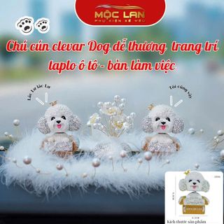 Trang Trí Taplo Chú Cún Clever Đầu Lắc Lư Gắn Đá Nhân Tạo Dễ Thương , Trang Trí  Nội Thất Bàn Làm Việc