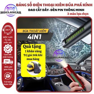 Búa Thoát Hiểm Phá Kính Ô Tô 4 Trong 1 Kiêm Bảng Số Điện Thoại, Đèn Pin Chiếu Sáng Và Dao Cắt Nhỏ Gọn