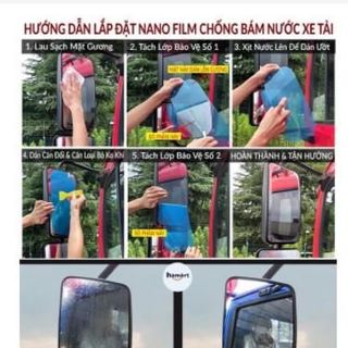 Miếng dán chống nước gương kính ô tô bộ 4 miếng, miếng dán chống bám nước gương chiếu hậu nano tiện dụng loại 1