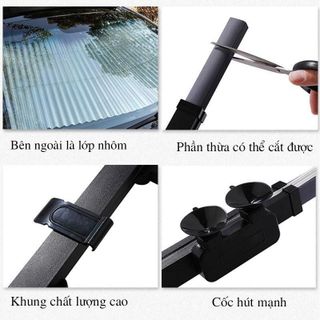 Rèm Chắn Nắng Kính Lái Xe Ô Tô Cách Nhiệt Dạng Kéo ,Tấm Che Nắng Ô Tô Tráng Bạc, Rèm Xếp Ly