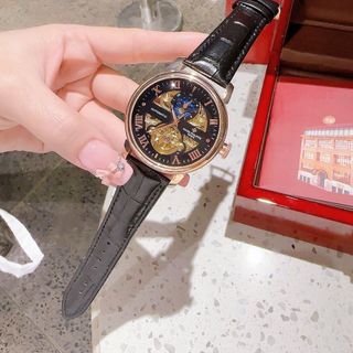 SĂN ĐỒNG HỒ NAM TRUNG CẤP PATEC DÂY DA MẶT SỐ LA MÃ MÁY CƠ