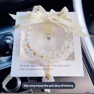 Khánh Treo Gương Ô Tô Hoa Linh Lan Và Đá Pha Lê, Ý Nghĩa May Mắn, Hạnh PHúc, Tài Lộc Khaihuyauto