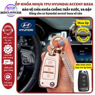 Ốp Khoá TPU Kèm Móc Khoá Xe Ô Tô Hyundai Accent Base Số Sàn [Bản Có Chìa]-Mộc Lan Car
