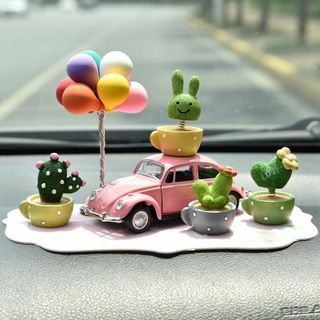 Trang trí  taplo ô tô-4 chậu cây xương rồng mini xin xắn đặt Taplo bàn làm việc