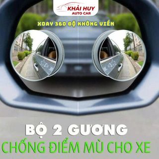 Bộ 2 Gương Cầu Lồi Xoay 360 Độ Không Viền Xóa Điểm Mù Gương Chiếu Hậu Ô Tô Hộp Đỏ khaihuyauto