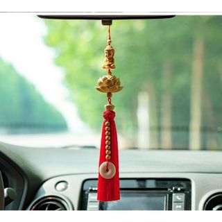 Khánh Treo Gương Hậu Ô Tô Thích Ca Sen-Khánh Hoa Sen Chạm Khắc Thủ Công Từ Gỗ Hoàng Dương Cao Cấp Nội Thất