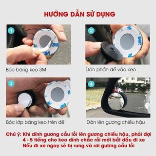 Bộ 2 Gương Cầu Lồi Xoay 360 Độ Không Viền Xóa Điểm Mù Gương Chiếu Hậu Ô Tô Hộp Đỏ khaihuyauto