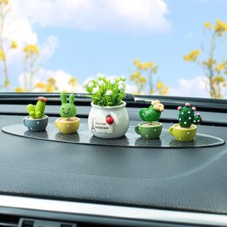 Trang trí taplo ô tô-4 chậu cây xương rồng mini xin xắn đặt Taplo bàn làm việc