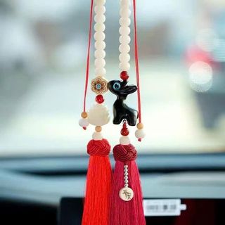 Khánh Treo Xe Gương Xe Ô Tô Hươu Và Hoa Sen Treo Xe Mang Lại May Mắn