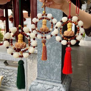Khánh Treo Xe Ô Tô Khánh Liên Hoa Sen Chusa Phong Thủy Trang Trí Mang May Mắn Và Tài Lộc Khánh Gỗ Hoàng Dương