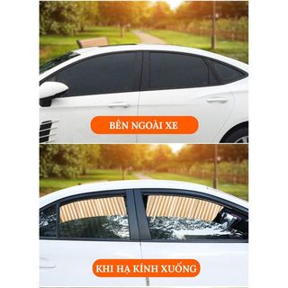 Bộ 4 Rèm Che Nắng Xe Ô Tô Chất Liệu Vải Cao Cấp, Gắn Nam Châm Thông Minh