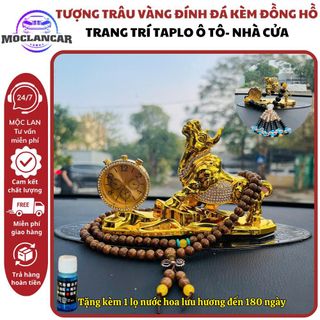 Tượng Trâu Vàng Mix Vòng Hạt Phong Thủy Để Xe Ô Tô Trang Trí Taplo Ô Tô - Biểu Tượng May Mắn,Bền Bỉ