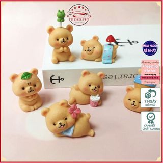 gấu nâu mini-gấu nâu trang trí Taplo chất liệu nhựa cao cấp-để bàn làm việc góc học tập