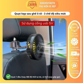 Quạt kẹp sau ghế ô tô, 3 chế độ gió mạnh, tặng kèm sáp thơm, sử dụng cổng usb 5V gắn tựa đầu làm mát hàng ghế trước/sau