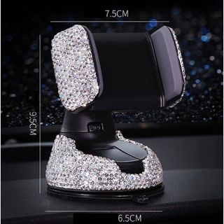 Kẹp Điện Thoại Đính Đá 360 Gắn Taplo, Đế Hít Chân Không Xe Ô Tô - Đính Đá Đẹp khaihuyauto